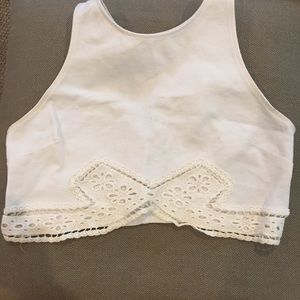 White crop top with eyelet cutouts